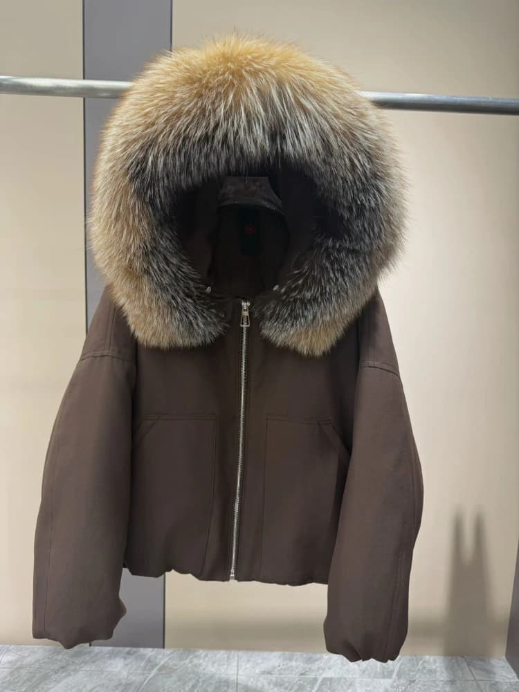 Ladies' Cropped Fur Jacket Thick Thermal Button Closure Open Front Pockets Coat for Winter Cold Climate Street Style Party