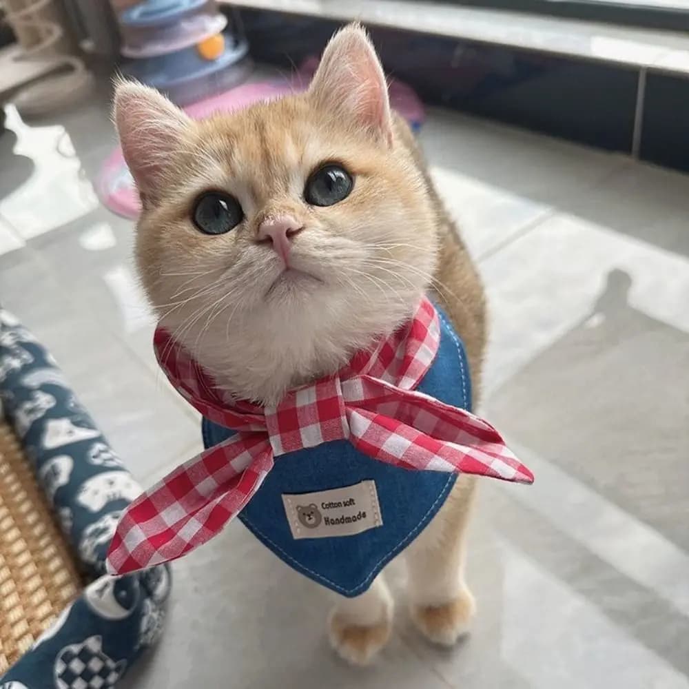 NEW Soft Dog Bandanas Breathable Adroable Dog Bibs with Red Plaid Bow Tie Triangle Bibs for Small Medium Puppy Cat