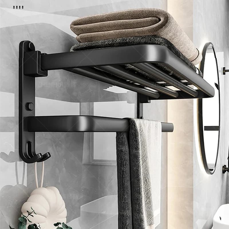 Porta asciugamani pieghevole opaco da 50 cm con gancio Porta asciugamani da parete Porta asciugamani in alluminio Porta doccia da bagno Accessori da bagno
