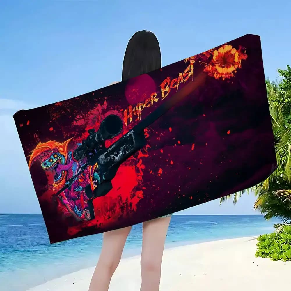Asciugamano da Spiaggia Anime CS GO, Morbido e Assorbente, Regalo per Bambini, per Viaggi, Campeggio, Palestra