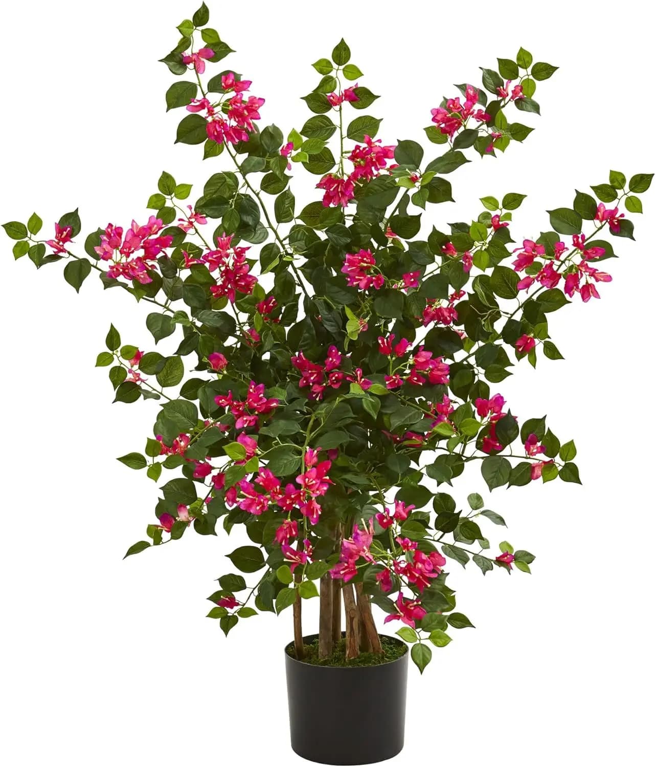 42 Inch Artificial Bouganvillea Tree with Vase, Rose and Green Fin Plant for Interior Furniture Home and Office, Low Maintenance
