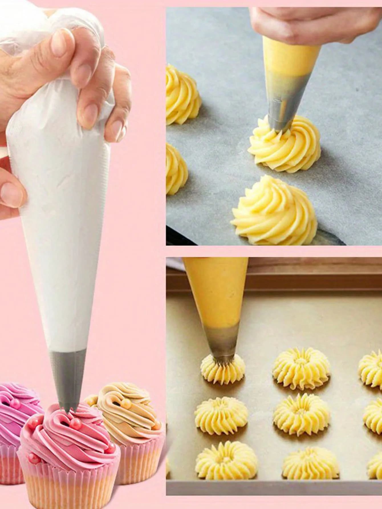 Pack of 100 White Plastic Bags for Pastry - Precise Decoration Action, Comfortable Handle, 100 Pieces