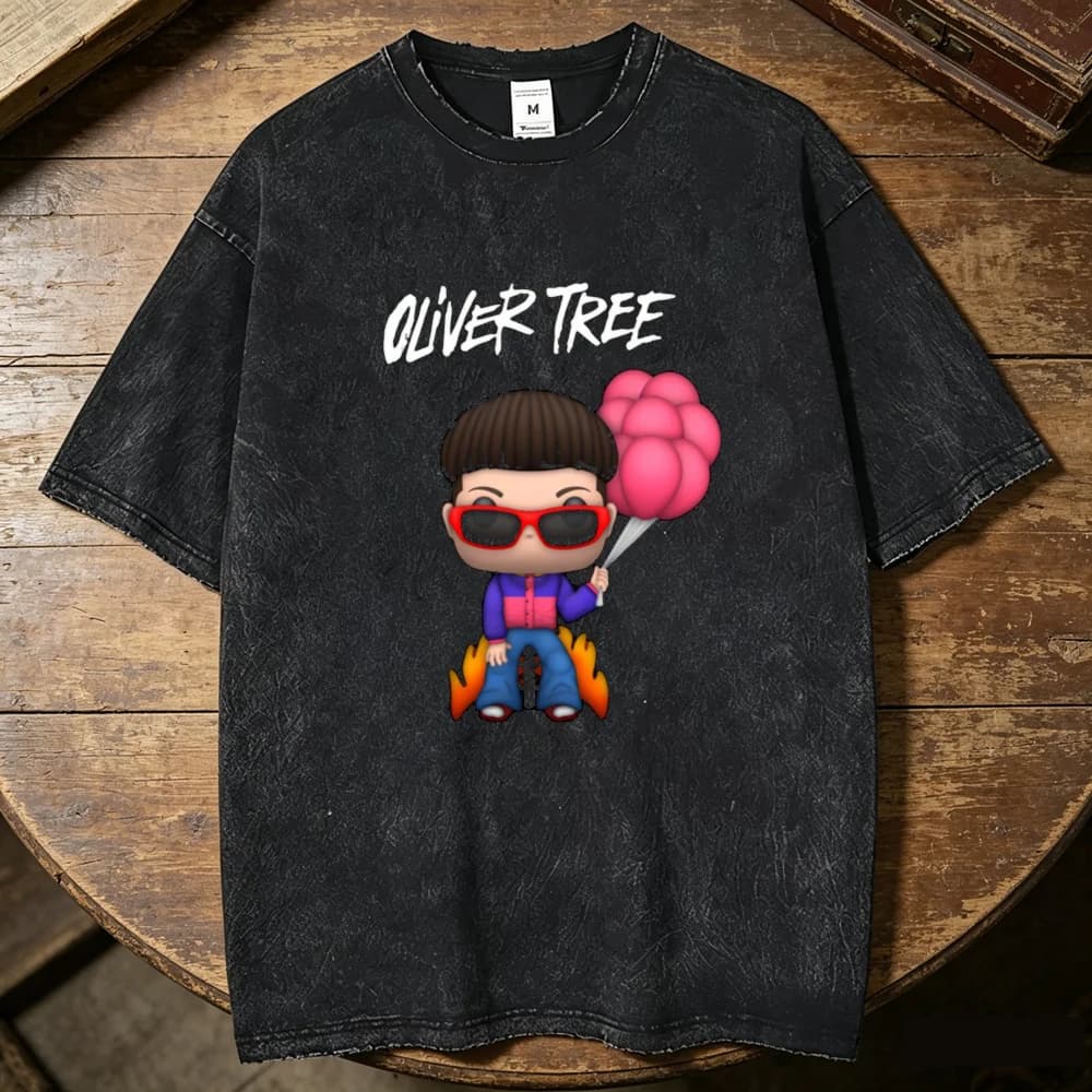 Oliver Tree cotton Vintage Washed shirt teen anime Retro Comfortable graphic tshirt kawaii Pop Culture Vintage 2000s women