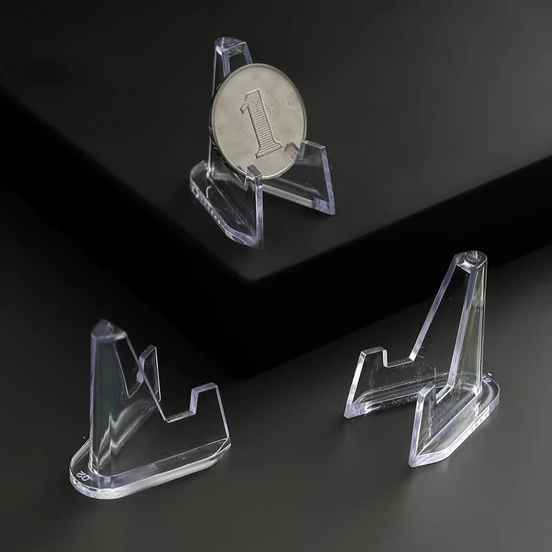10 pcs transparent acrylic coin display, mini commemorative coin holder, badge display, for home