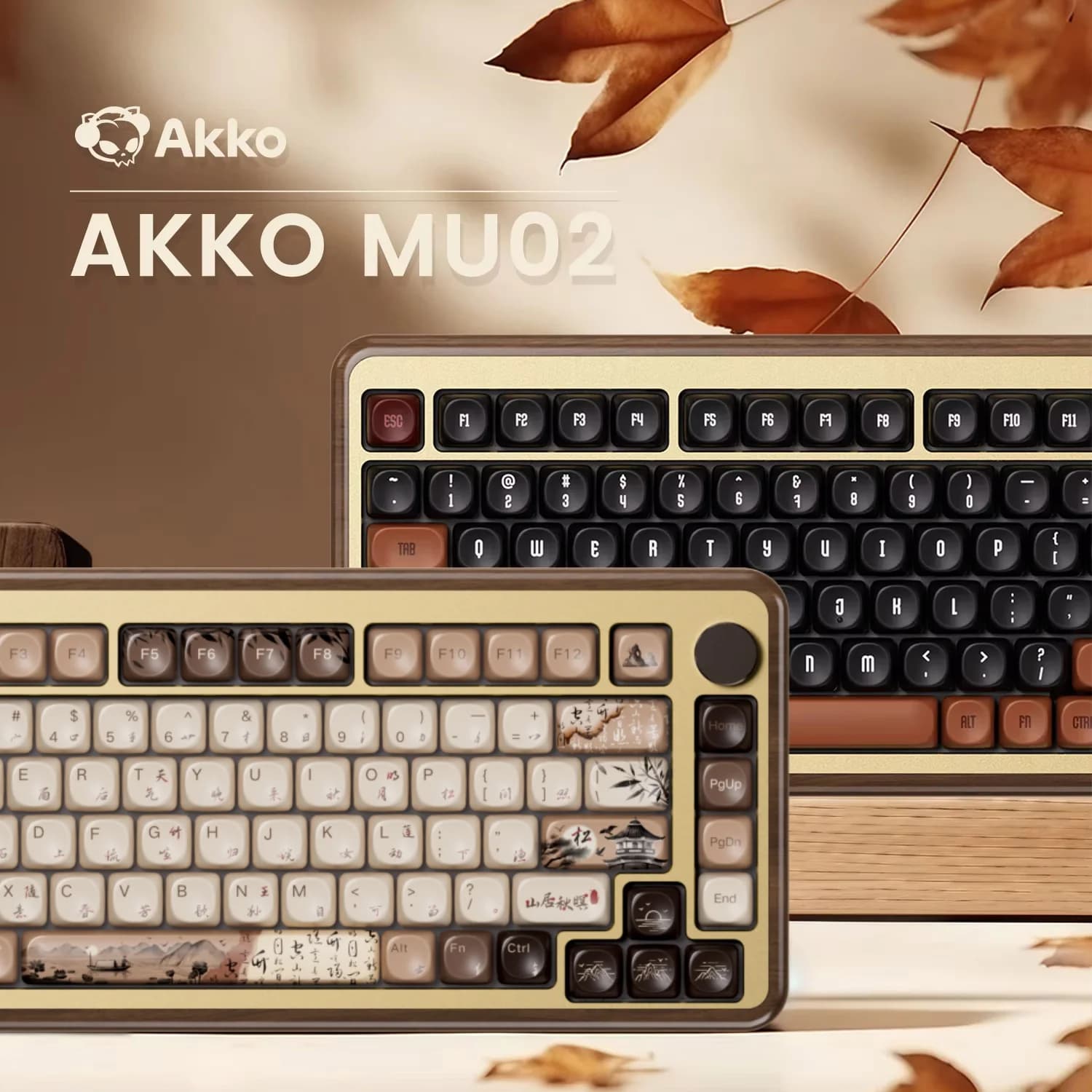 Akko MU02 75% Mountain Seclusion Tastiera meccanica in legno RGB sostituibile a caldo BT5.0/2.4G Tastiera da gioco cablata wireless e tipo C