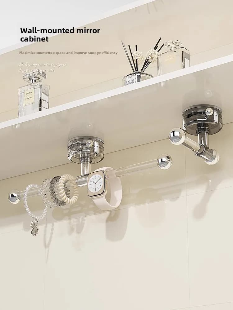 Gancio a ventosa in acrilico per elastici per capelli, senza foratura, per bagno, portaoggetti per capelli, organizer da bagno in plastica