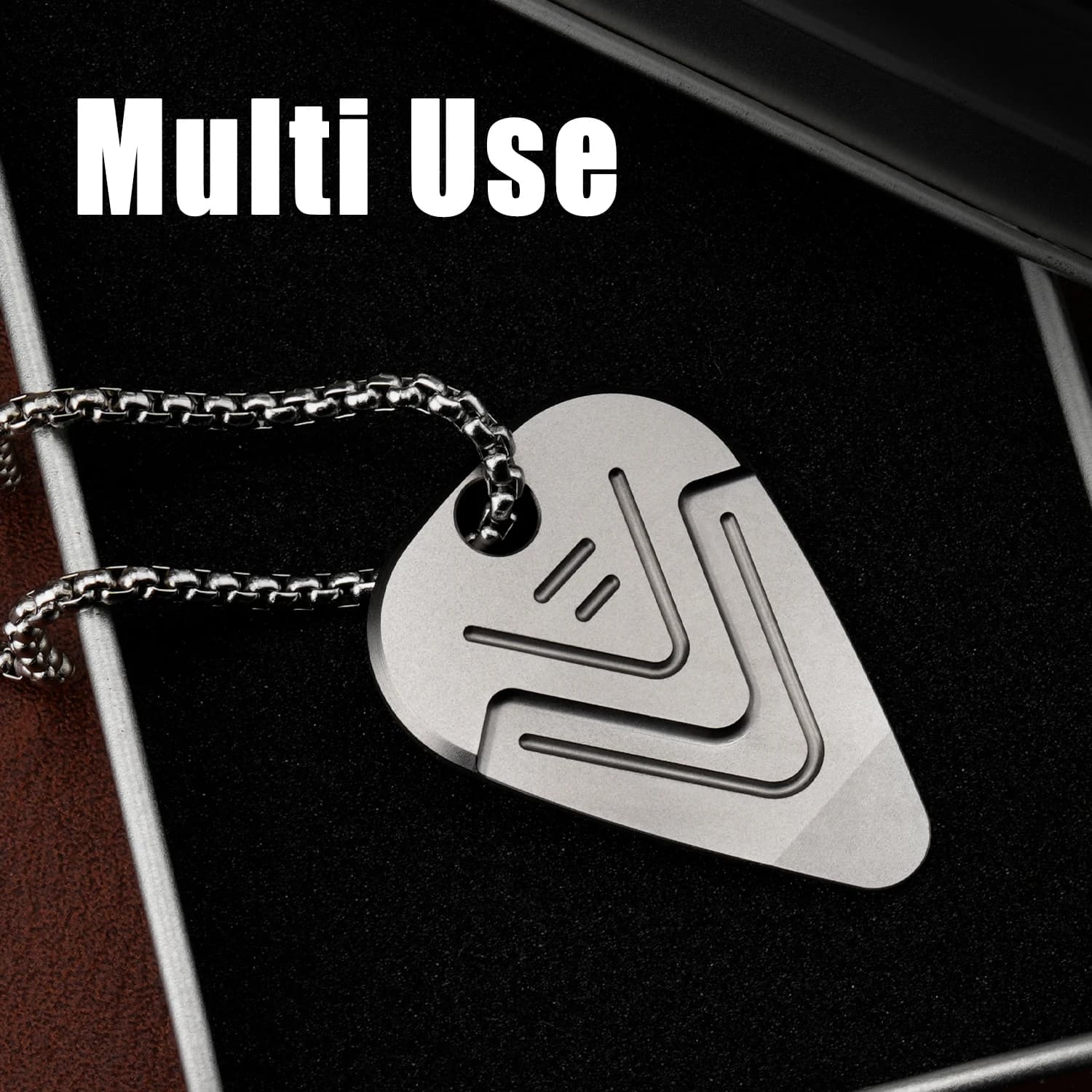 Portable Titanium EDC Pry Tool Guitar Pick Necklace Anti-slip Metal Plectrum Musical Accessory Pocket Carry Gift