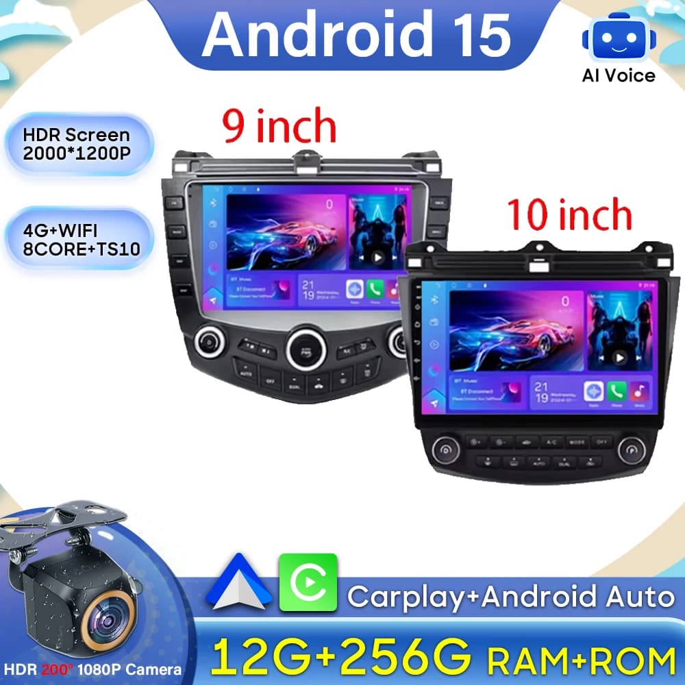 Carplay Video Per Honda Accord 7 2003-2007 Android Auto Navigazione GPS Autoradio Monitor per auto 4G Wifi 2k Schermo Bluetooth DSP GPS