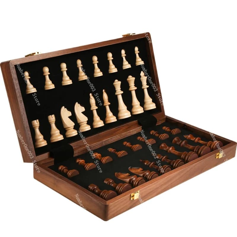 Set di scacchi in legno massello di fascia alta Scacchiera pieghevole in legno per bambini di grandi dimensioni per la competizione di scacchi occidentali