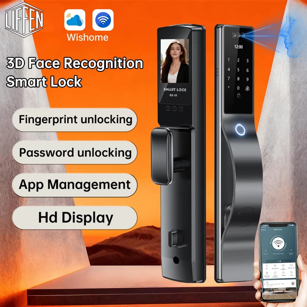 Serratura digitale con riconoscimento facciale 3D Sblocca serratura intelligente con fotocamera Fingerprint Password Sblocca serratura elettronica senza chiave