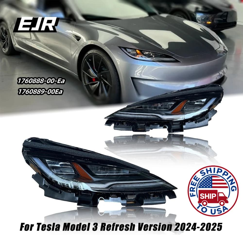 Fari LED EJR per Tesla Model 3 2024-2025, Lampade di Ricambio Universali 1760888-00 1760889-00