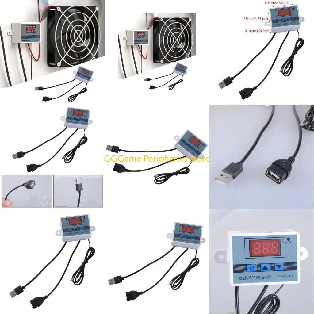 U55B 1 Set Cavo controllo della temperatura USB a tre pulsanti Termostato della temperatura con display digitale per ventola