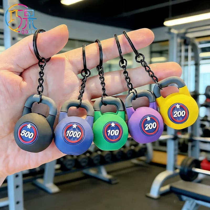 Kettlebell shaped keyring, fitness sports series, creative and cute, fashionable bag pendant, gift for friends.
