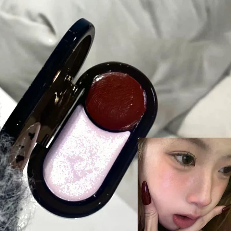 HERORANGE Multi-Use Two-color Blusher Pearlescent Matte Highlight Contour Makeup Natural Blush Lipstick Eye Shadow Brightening