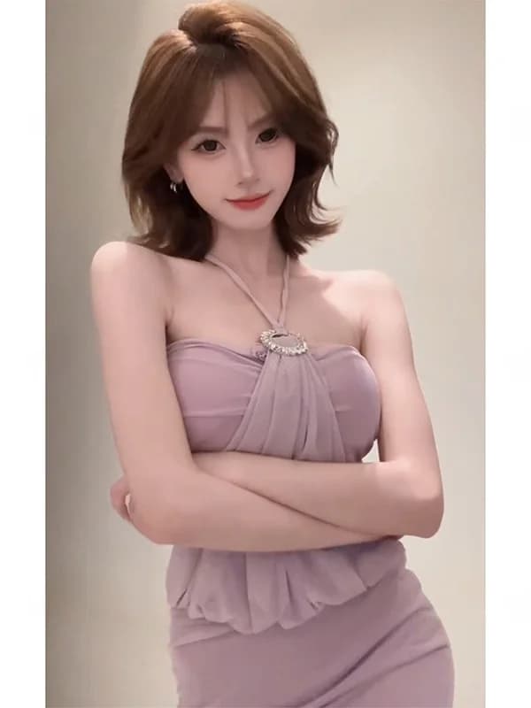 Ins Diamond Embellished Dress Spring Autumn Pure Desire Sexy One Shoulder Bodycon Skirt Elegance Ladylike Chest Wrap Dress