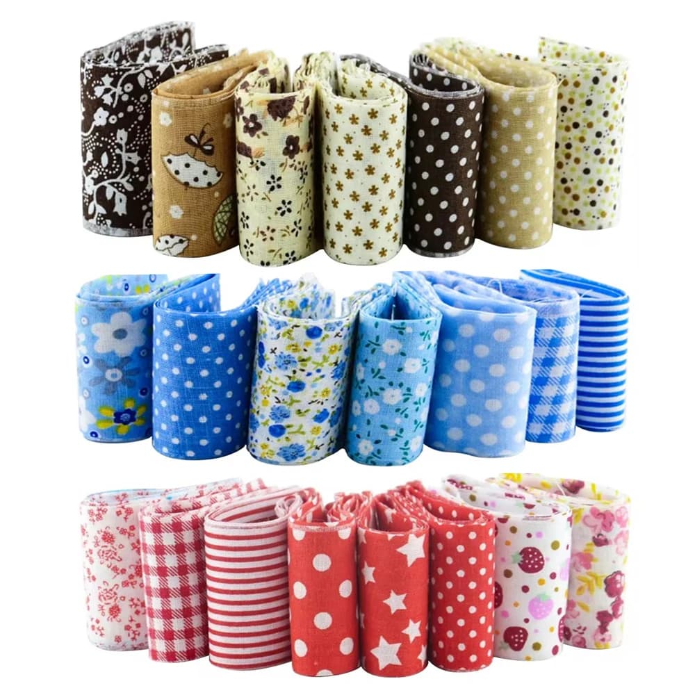 Set di 7 Rotoli di Tessuto in Cotone 100% per Quilting, 7 Colori Diversi, per Patchwork Fatto a Mano, 5cmx100cm