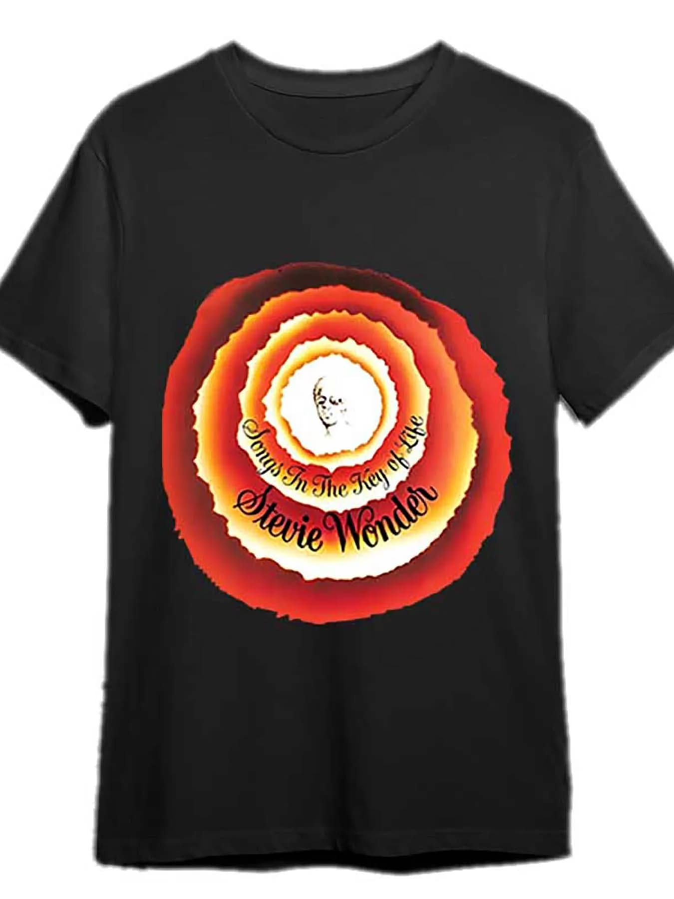 T-shirt da uomo in cotone con grafica musicale iconica Stevie Wonder Songs in the Key of Life - T-shirt casual a maniche corte nera