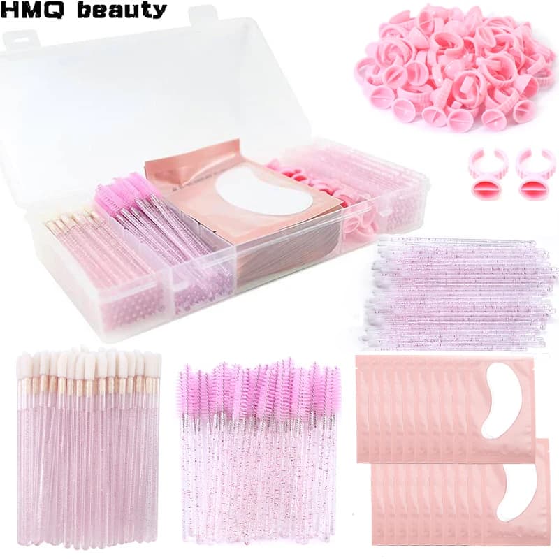 Eyelash Extension Set with Box Eyelashes Micro Brushes Adhesive Tape Ring Bearings for Eyes Applicator disposable mascara Eyelash Tool