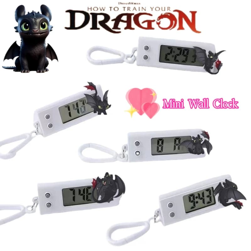 Orologio Elettronico Decorativo da Appendere per Zaino Scolastico, Mini Orologio Creativo a Tema Drago Senza Denti, Regalo per Studenti