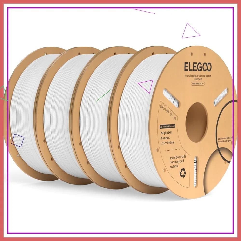 Filamento PLA Plus 1.75mm Bianco 4KG, Filamento per Stampante 3D Più Resistente, Precisione +/-0.02mm, 4 Bobine da 1kg Ciascuna, Adatto per Stampanti FDM