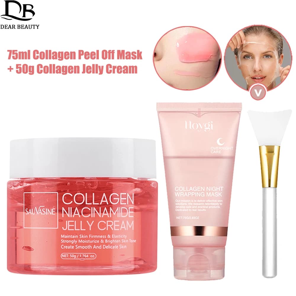 75 ml collagen peel-off face mask Night wrap mask + 50g Collagen jelly Rassodante Moisturizing face mask for skin Cream