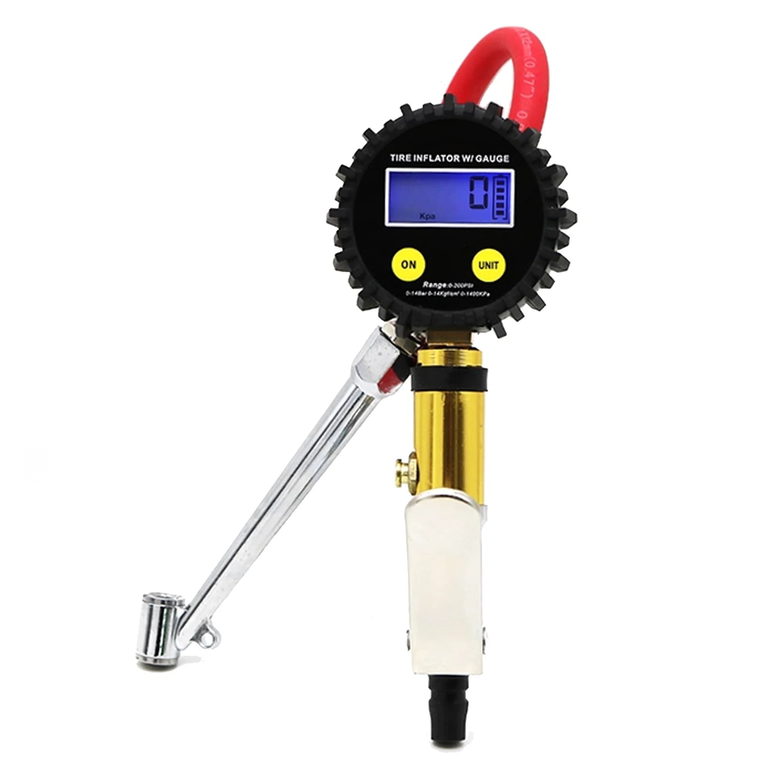 Manometro digitale per pneumatici 0-200PSI, pistola per pompa d'aria per bici con ugello, manometro di gonfiaggio automatico accurato per camion moto