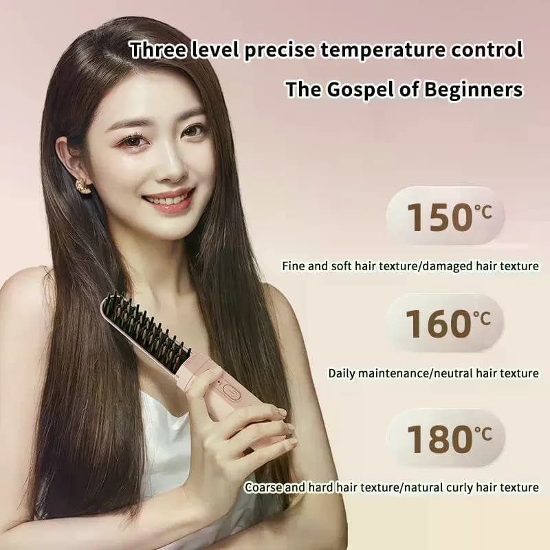 Mini Portable Hair Straightening Comb With Dual Use Straight Curling And Anti Frizz Perfect For Travel Daily Home Office Use