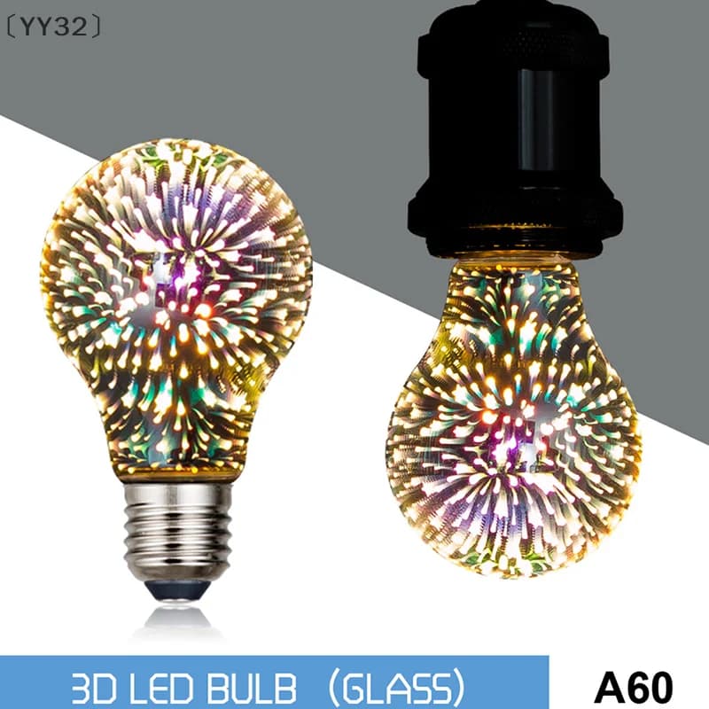 maveraYY32 Ondulazione Decorazione 3D Lampadina LED E27 6W 85-265V Lampadina vintage Lampada per fuochi d'artificio a stella