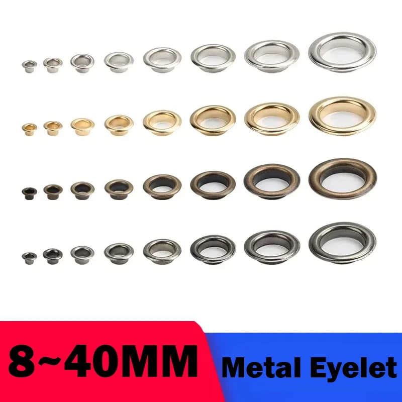 1/20/30 pz occhielli in metallo occhielli foro d'aria rivetto 8mm 10mm 12mm 14mm 20mm 40mm per borsa in pelle scarpe cintura cappuccio vestiti accessori