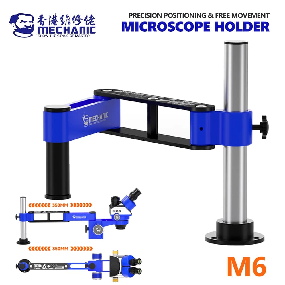 MECCANICO M6 Supporto per braccio oscillante pieghevole a doppio posizionamento per microscopio stereo Supporto per riparazione elettronica Strumento per braccio oscillante