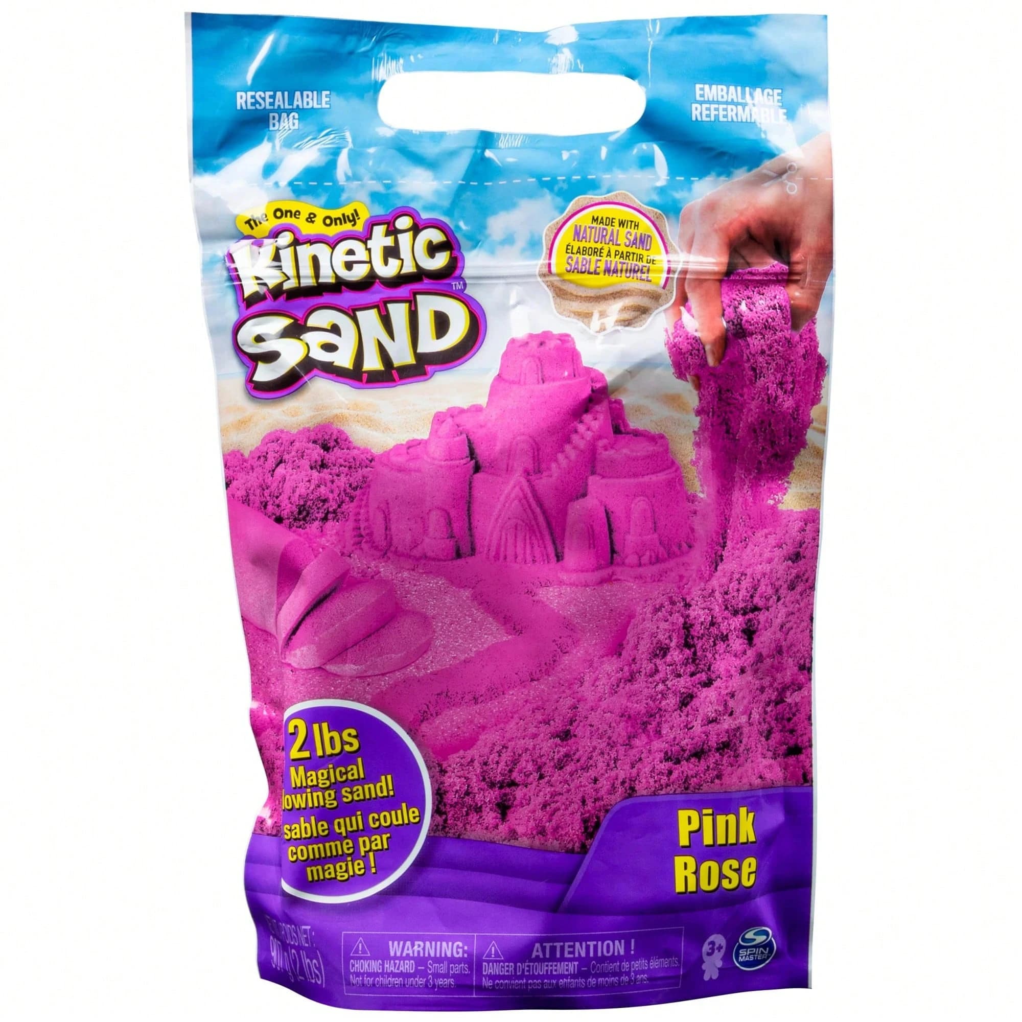 Sabbia Cinetica, La Sabbia Sensoriale Modellabile Originale, Rosa, Marrone, Blu, Verde, Viola, 2 Libbre. Sacchetto richiudibile, dai 3 anni in su