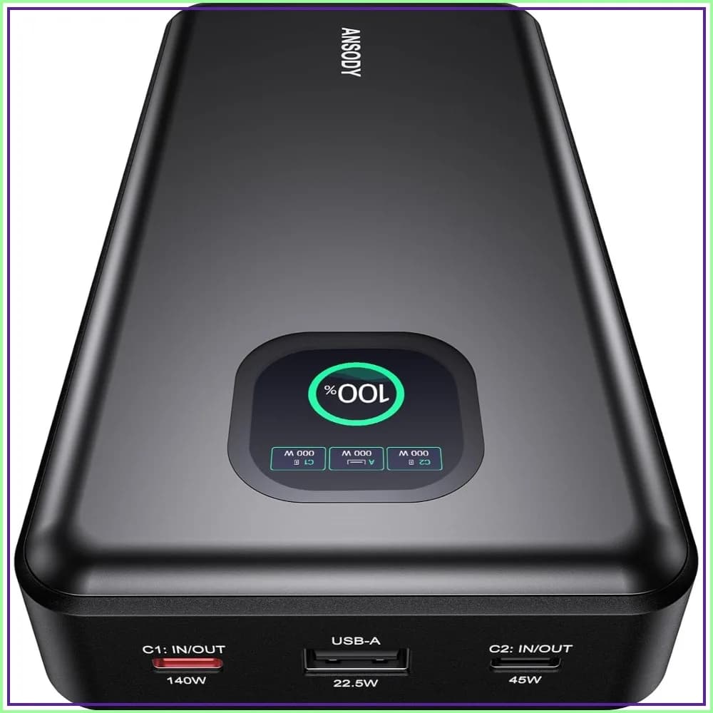 140W 25000mAh Laptop Power Bank with TFT Smart Digital Display, PD3.1 Fast Charging Portable Charger, Travel Essential Battery Pack for MacBook iPad Tablet Steam Deck iPhone