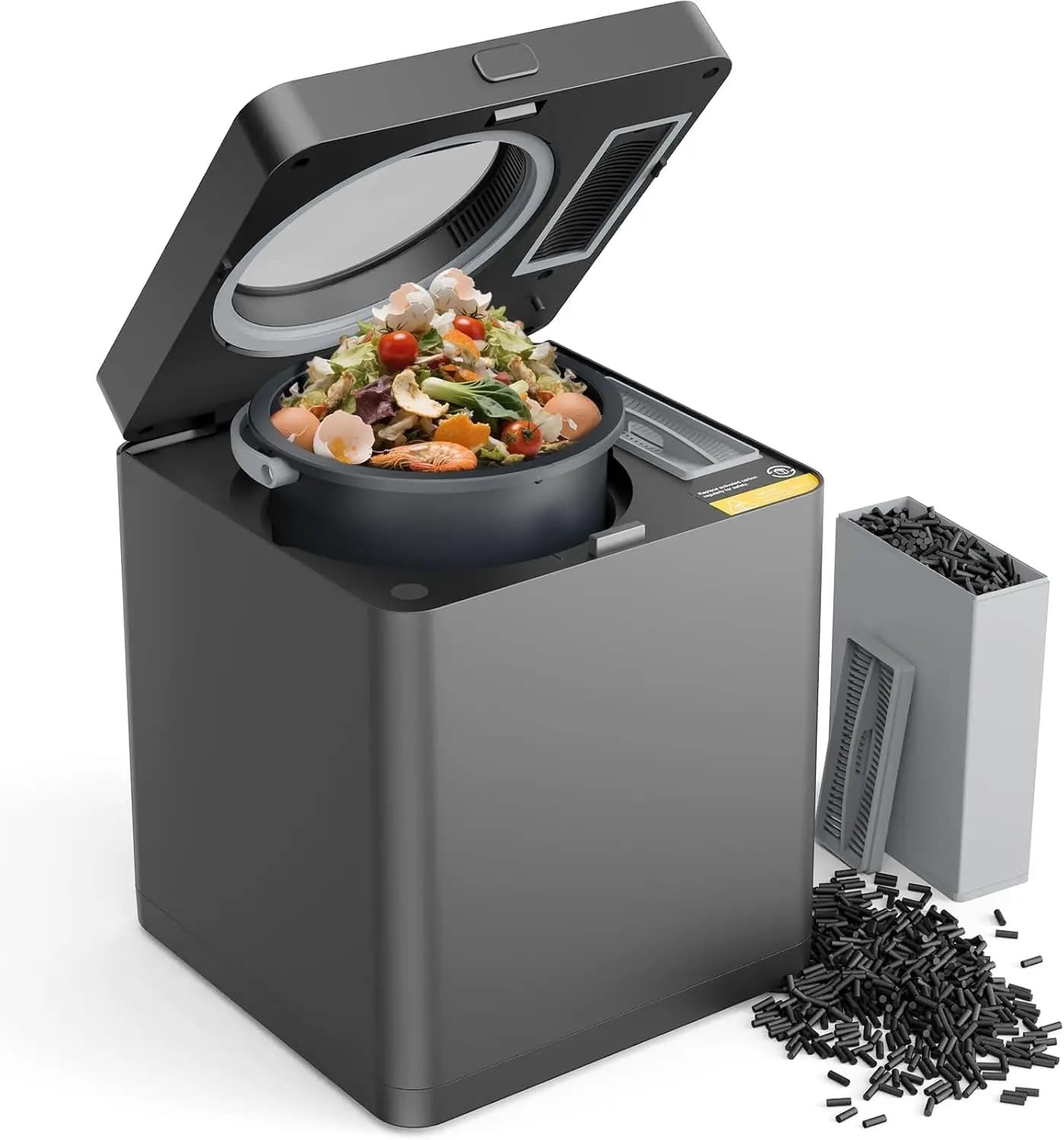 Compostiera Elettrica Intelligente per Cucina, 3L, Inodore, Autopulente, Silenziosa, Trasforma i Rifiuti in Fertilizzante in 4 Ore, Nera