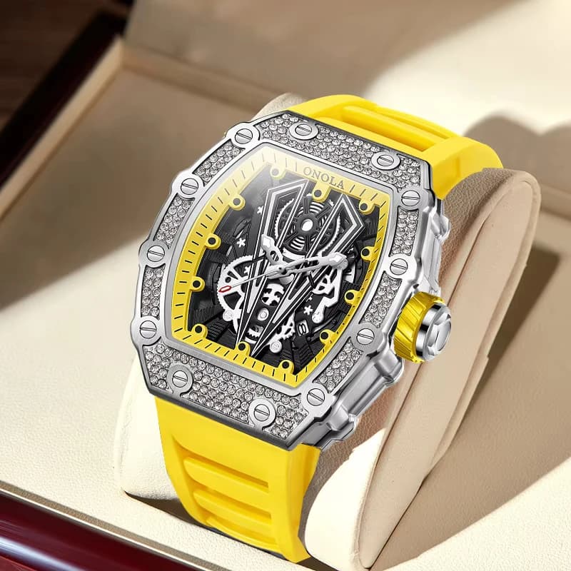 Luxury Diamond Mechanical Watch Fashion Sports Waterproof Luminous Skeleton Automatic Watch Men Military Hollow Wristwatches