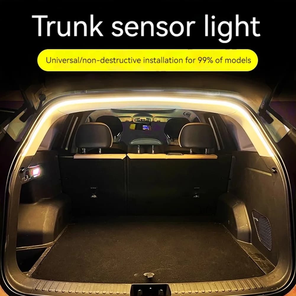 Striscia LED Dinamica per Bagagliaio Auto, Luci RGB con Sensore, Strisce Luminose Senza Foratura per Decorazione del Bagagliaio di Sedan, SUV, Hatchback e Pickup