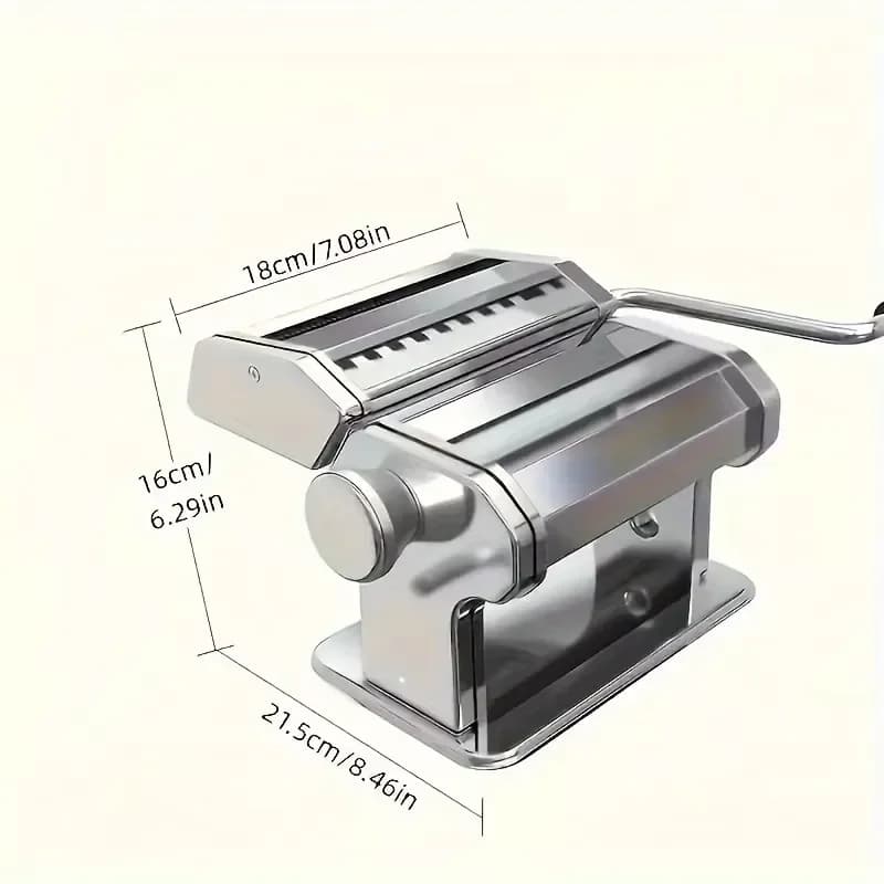 Manual Pasta Maker with Adjustable Thickness, Heavy Stainless Steel Noodle Machine for Home Kitchen