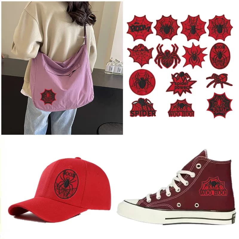 Cartoon Red Spider Ricamo Ferro sulle toppe Spider Bambini Applique Patch per giacca Cappello Vestiti Cappotti Jeans T-shirt Borsa Scarpe