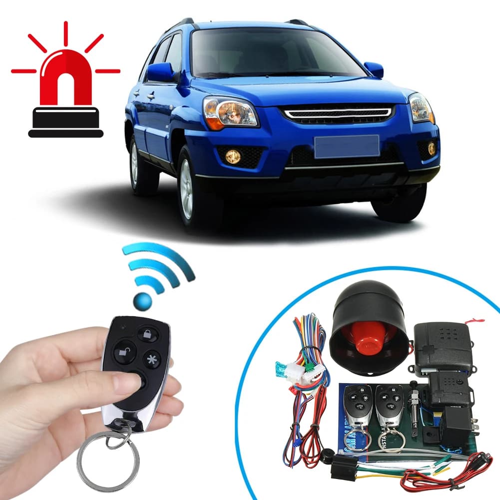 Sistema di Sicurezza Universale per Veicoli con 2 Telecomandi, Sistema di Chiusura Centralizzata Programmabile, Sistema di Accesso Senza Chiave per Auto, Allarme Antifurto per Auto