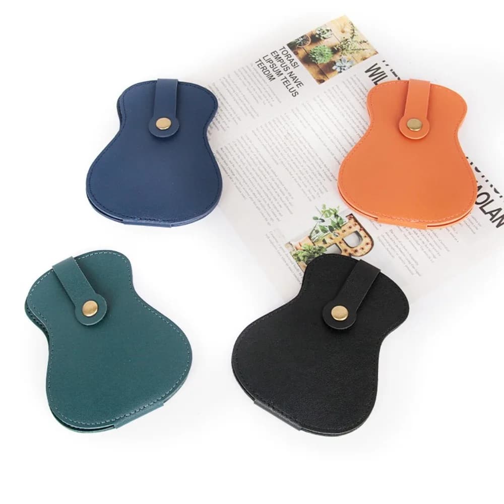 Portable PU Leather Guitar Pick Bag Exquisite Guita Shape Guitar Pick Holder Large Capacity Picks Storage Case