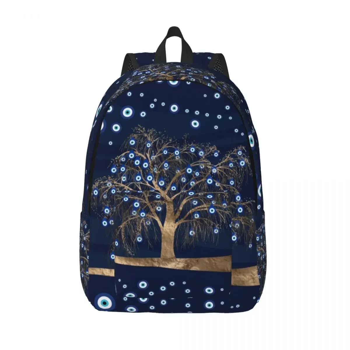 Fascino albero oro su blu scuro zaino per laptop donna uomo bookbag di base per studente di scuola universitaria amuleto borsa per malocchio Nazar