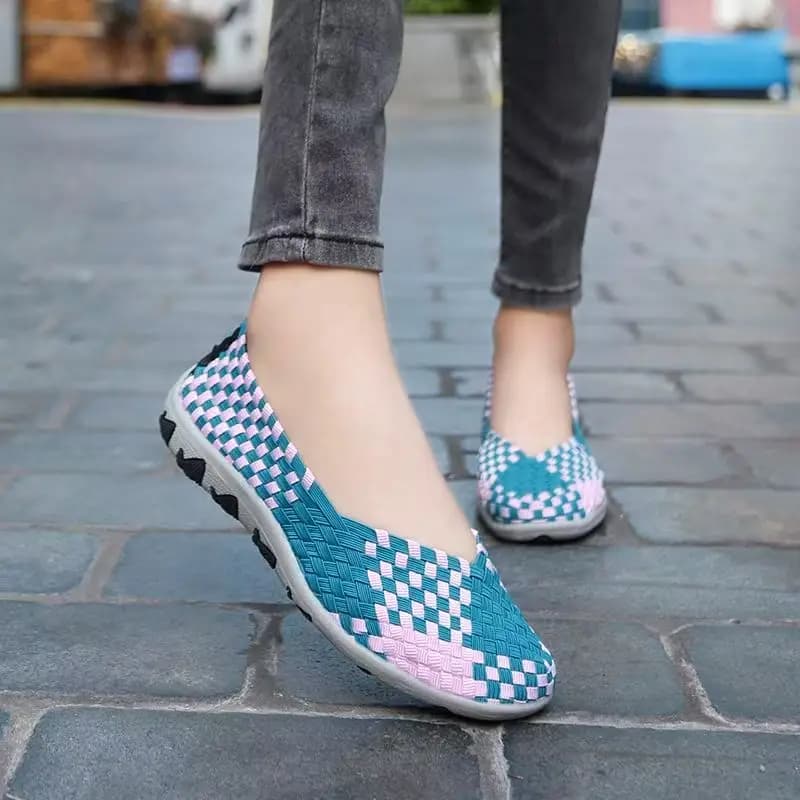 Scarpe Casual da Donna Intrecciate a Mano con Elastico, Taglie Grandi, Nuove per Primavera Estate, Suola Morbida, Leggere, Traspiranti, Slip-On per Camminata