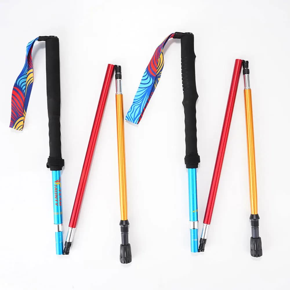 Bastoncini da trekking pieghevoli a tre sezioni Bastoni da viaggio in canna telescopica ultraleggera nordica ammortizzante in alluminio 7075 ZK55S