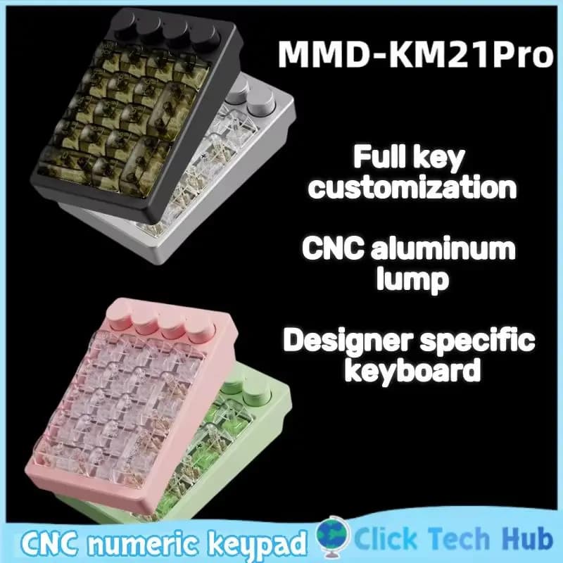 Tastiera meccanica CNC MMD 21 tasti Docking station USB in lega di alluminio Designer Full Key Tastiera numerica per giochi da ufficio cablata personalizzata