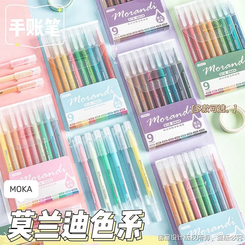 9 Pz/set Penne Gel Colorate Set Kawaii 9 Colori 0.5mm Penna A Sfera per Ufficiale Carino Materiale Scolastico Per Ufficio Cancelleria Coreana