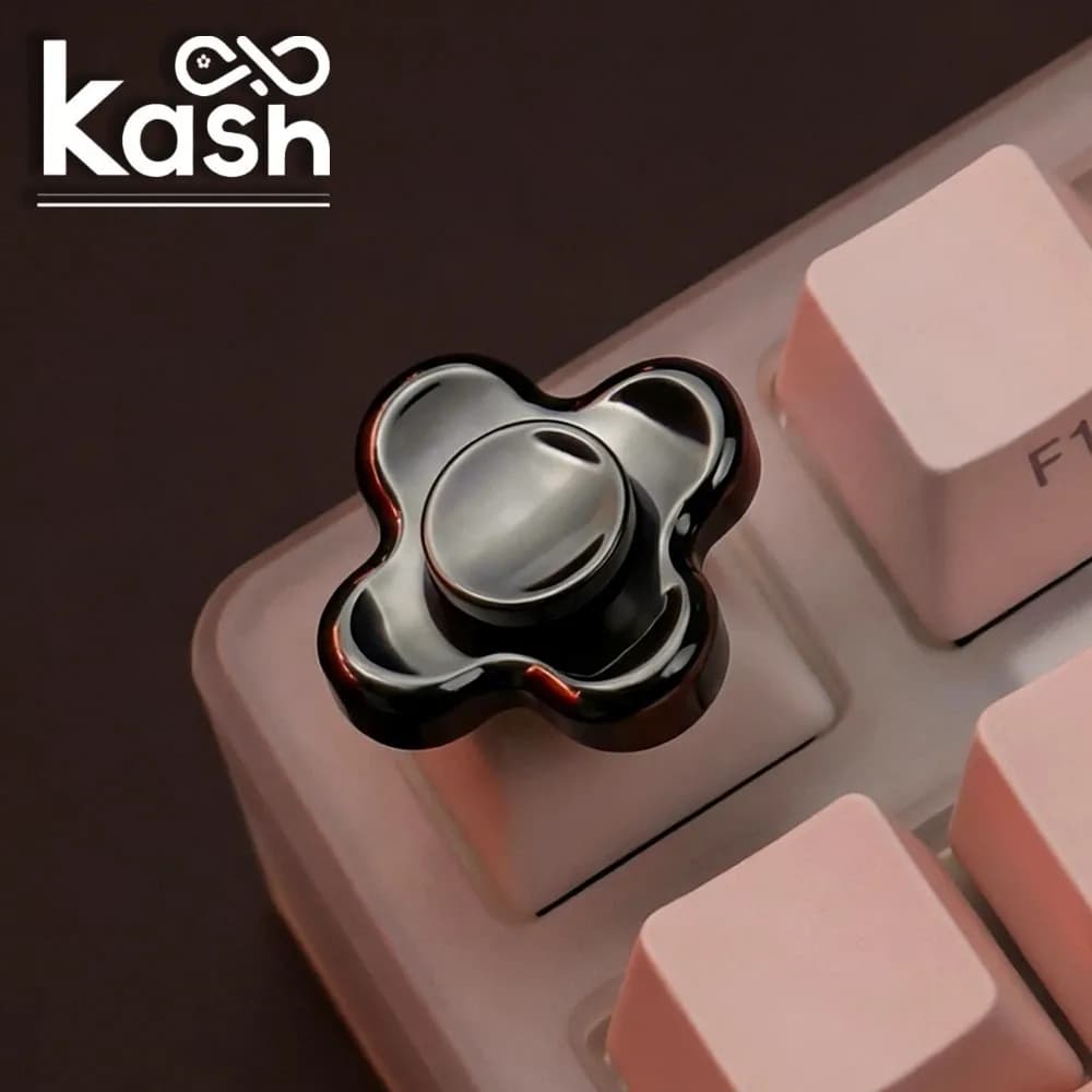 KASH EDC Super Mini Fidget Spinner Keycap Zirconio Nero Multi-lama Fidget Spinner Disegni originali Gadget per alleviare l'ansia