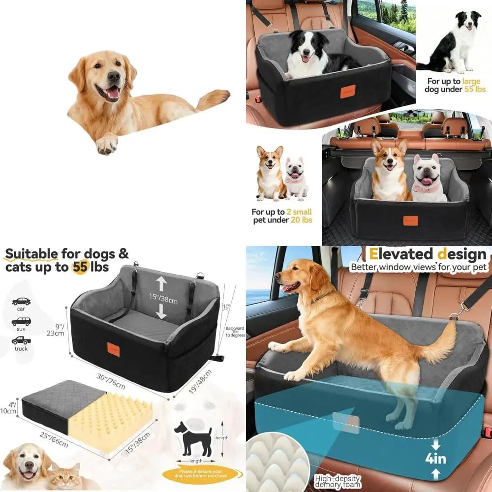 Seggiolino auto per cani di taglia grande con cuccia rimovibile e guinzagli di sicurezza per cani sotto i 25 kg