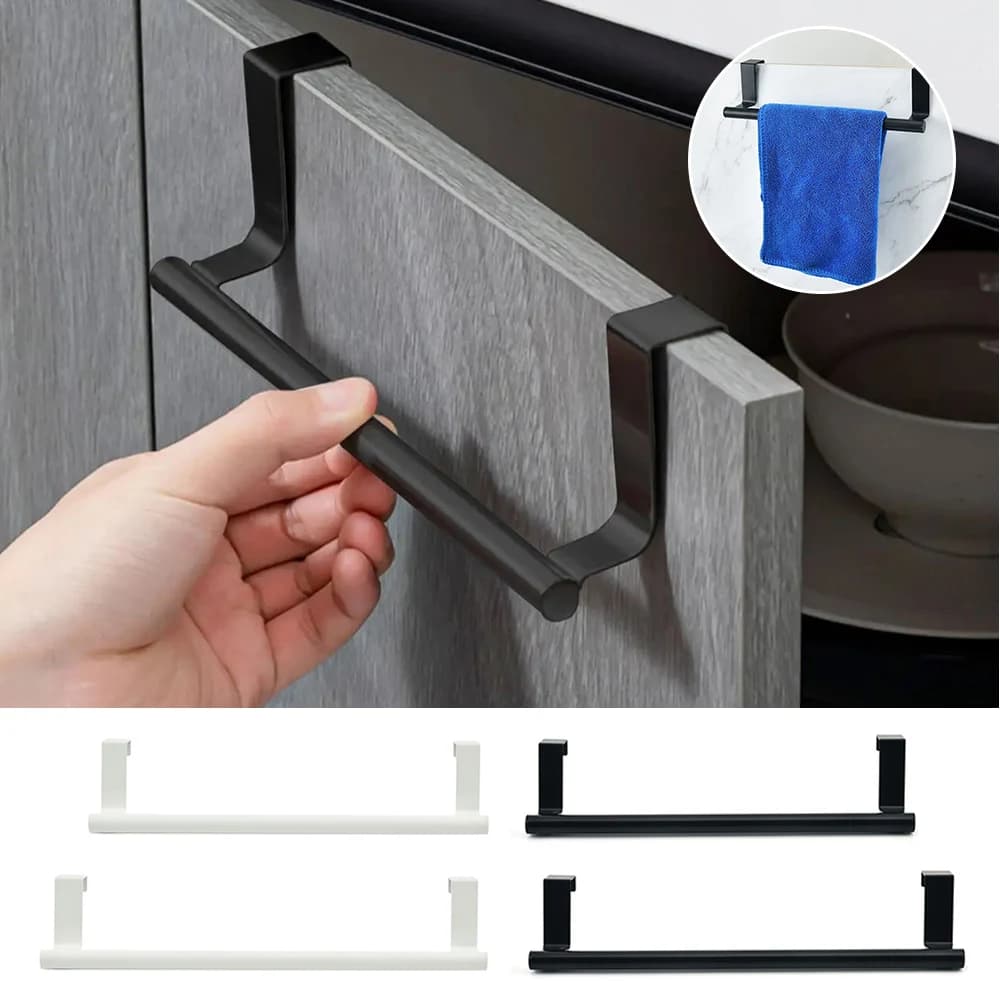 Portasciugamani sopra porta portasciugamani supporto sospeso bianco nero in acciaio inossidabile bagno armadio da cucina portasciugamani appendiabiti