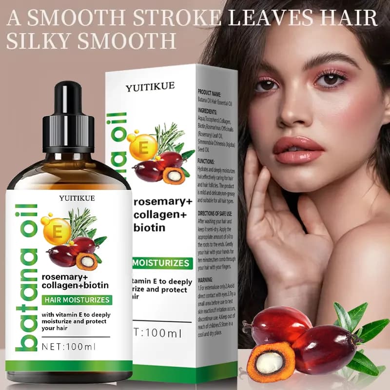 Olio per Capelli YUITIKUE Batana, Rosmarino + Biotina + Collagene, Idratazione Profonda, Rende i Capelli Setosi e Voluminosi