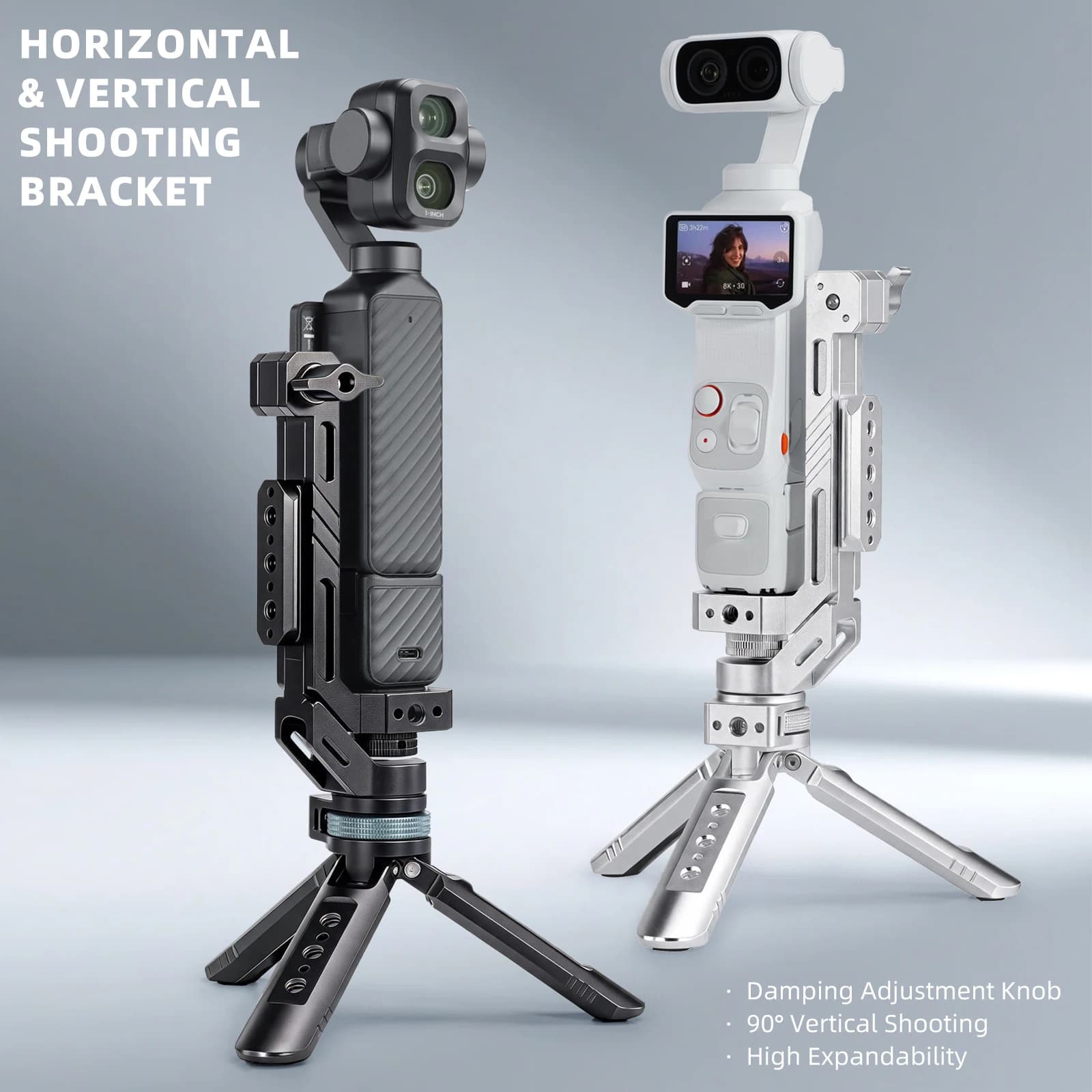 LEAPLIGHT Aluminum Vertical Tripod for DJI Osmo Pocket 3/4/4P L-Shape Tripod Stand w 360° BallHead+L Holder For Video Recording