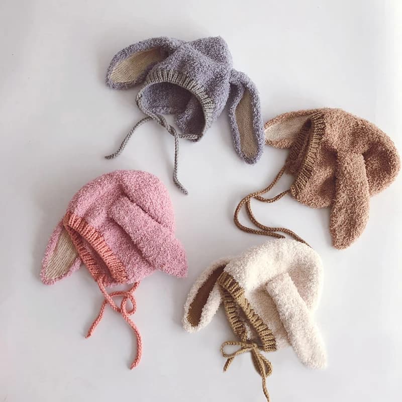 Cappello Invernale per Bambini con Protezione per le Orecchie, Berretto con Cappuccio a Forma di Coniglio, Cappello Caldo in Pile Spesso per Bambini